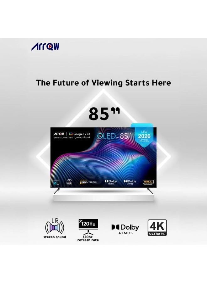 ارو تلفزيون QLED ذكي 85 بوصة 4K – Google TV 5.0 – Dolby Vision & Dolby Atmos – تحديث 120Hz – RO-85LCQ120 - Image 5